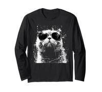 Gato Plegable escocés Fresco con Gafas de Sol Blanco Splash Art Cats Manga Larga