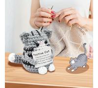 Gato positivo de ganchillo para regalos de mercancía de Pusheen, ideas de broma de apoyo emocional, gato divertido para mujeres, cumpleaños, Navidad, relleno de calcetines, letreros decorativos para