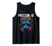 Gato Preston Idaho con gafas de sol y diseño de flores Camiseta sin Mangas
