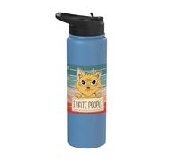 Gato Prisión Cárcel Prisionero Bad Kitty Mugshot Odio a la Stainless Steel Insulated Water Bottle