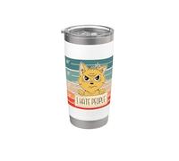 Gato Prisión Cárcel Prisionero Bad Kitty Mugshot Odio a la Vaso térmico de acero inoxidable de doble pared