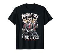 Gato Punk Heavy Metal Band Purrgatory Nine Lives Música Gatos Camiseta