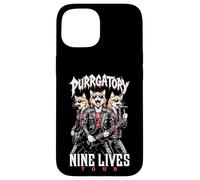 Gato Punk Heavy Metal Band Purrgatory Nine Lives Música Gatos Carcasa para iPhone 15