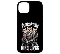 Gato Punk Heavy Metal Band Purrgatory Nine Lives Música Gatos Carcasa para iPhone 15 Plus