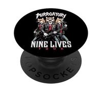Gato Punk Heavy Metal Band Purrgatory Nine Lives Música Gatos PopSockets PopGrip Adhesivo