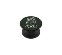 Gato Punk Rock Gato Negro Gato Rebelde Gato Felino Humor PopSockets PopGrip Adhesivo