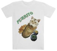 Gato Purrito En Un Burrito Blanca De Manga Corta para Niños White Kids tee Short Sleeve T-Shirt