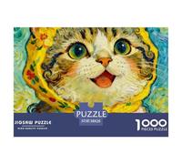 Gato Puzzle 1000 Piezas - Colección Artística, Experiencia Zen En Casa, Packaging Cuidado, Póster, 38x26cm/1000pcs