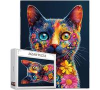 Gato Puzzle 2000 Piezas Adultos, Puzzle Flores Patrón Diseño, Jigsaw Adultos, 5D DIY Artesanía Familia Actividades con Embalaje de Caja de Regalo, Home Room Wall Decor, Regalo Mujer, 100x70cm,Model636