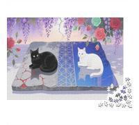 Gato Puzzle De 1000 Piezas Black Gato and White Gato Rompecabezas para Adultos De Madera para Adultos Decoracion Entretenimento 1000pcs (75x50cm)