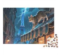 Gato Puzzle De 1000 Piezas The Gato of Thunder Night Rompecabezas Adultos De 1000 Piezas Juego Entretenimiento Creativo 1000pcs (75x50cm)