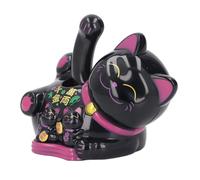 Gato que Agita Solar, Gato con Energía Solar del Brazo que Agita Auto Lindo de 4.1x3.5in para el Tablero de Instrumentos del Coche, Escritorio, Hogar (BLACK)