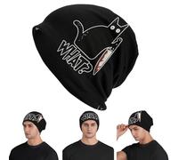 Gato ¿Qué Asesino? Gato Negro con Cuchillo Regalo Premium, Calaveras, Gorros, Gorros cálidos de otoño, Sombrero de Exterior Tejido de Punto Gorros de Capilla para Adultos