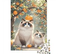 Gato Ragdoll Árbol Frutal Puzzle 1000 Piezas Impresión De Alta Definición, Puzzle De Madera, para Adultos Y Niños 14+, Rompecabezas Juego Desafiante, Pasatiempo Creativo 1000pcs (75x50cm)