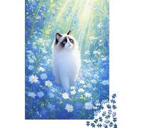 Gato Ragdoll Flora Luz Solar Puzzle 1000 Piezas Impresión De Alta Definición, Puzzle De Madera, para Adultos Y Niños 14+, Rompecabezas Juego De Retos, Regalo 1000pcs (75x50cm)