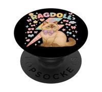 Gato Ragdoll Y2K con relámpagos y Lazos Pastel PopSockets PopGrip Adhesivo