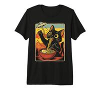 Gato Ramen Camiseta OVNI Fideos Japoneses Platillo Volante Camiseta Premium
