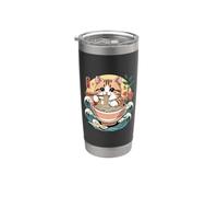 Gato ramen Kawaii con cuenco japonés Kanji Vaso térmico de acero inoxidable de doble pared