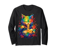 Gato Ramen Kawaii - Gatito Gourmand Come Fideos Manga Larga