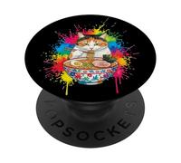 Gato Ramen Kawaii - Gatito Gourmand Come Fideos PopSockets PopGrip Adhesivo