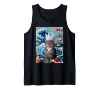 Gato Raro con Koi y Gran Ola de Kanagawa Camiseta sin Mangas