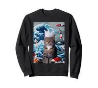 Gato Raro con Koi y Gran Ola de Kanagawa Sudadera