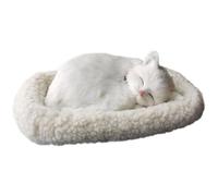 Gato Realista, Gato de Juguete Interactivo para Dormir y Respirar con Estera, Animales pellizos Peludos acompañados para niños, Adultos Regalo, Blanco &&