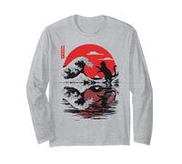 Gato Reflexión La Gran Ola Kanagawa Japonés Naturaleza Anime Manga Larga