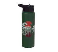 Gato Reflexión La Gran Ola Kanagawa Japonés Naturaleza Anime Stainless Steel Insulated Water Bottle