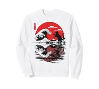 Gato Reflexión La Gran Ola Kanagawa Japonés Naturaleza Anime Sudadera