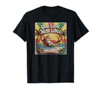 Gato relajado con rastas en la playa Hamaca Reggae Sunset Camiseta
