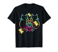 Gato retro para niños, gatitos de los años 80, amigos de los gatos con corazón Camiseta