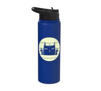 Gato retro | Vintage Annoyed Black Cat In Bad Mood Cat Lover Stainless Steel Insulated Water Bottle