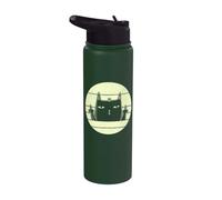Gato retro | Vintage Annoyed Black Cat In Bad Mood Cat Lover Stainless Steel Insulated Water Bottle