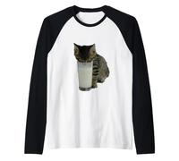 Gato robando Leche de un Vaso Camiseta Manga Raglan