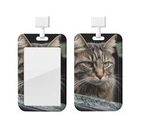 Gato rompe el cristal del coche Portatarjetas de identificación Portatarjetas de identificación de plástico impermeable con cordón Funda para credencial de trabajo Protector de nombre Cubierta para ma