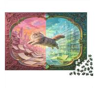 Gato Saltando Puzzle de 1000 Piezas Papel Adultos Ciudad Fantástica Dividida Juego de Puzzle 1000 Piezas Relajación Hogar Regalo 38x26cm/1000pcs