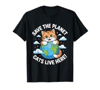 Gato Salva el Planeta Naturaleza Tierra Gatito Eco Clima Conciencia Camiseta