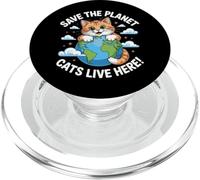 Gato Salva el Planeta Naturaleza Tierra Gatito Eco Clima Conciencia PopSockets PopGrip para MagSafe