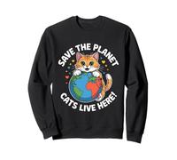 Gato Salva el Planeta Naturaleza Tierra Gatito Eco Clima Conciencia Sudadera