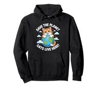 Gato Salva el Planeta Naturaleza Tierra Gatito Eco Clima Conciencia Sudadera con Capucha
