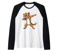 Gato Salvaje Manchado con Gafas de Sol Camiseta Manga Raglan