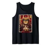 Gato Samurai Comiendo Ramen Japonés Retro Guerrero Japón Camiseta sin Mangas