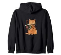 Gato Samurai con Katana Japonés Koi Tattoo Art Sudadera con Capucha