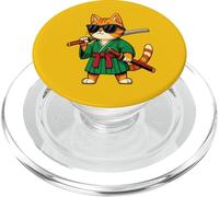 Gato Samurai Cool con Gafas Sol Negras PopSockets PopGrip para MagSafe