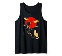 Gato samurái, diseño Vintage japonés de Sol Naciente Camiseta sin Mangas