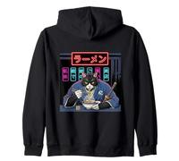 Gato Samurai Esmoquin Comiendo Ramen Comida Japonesa Sudadera con Capucha