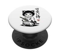 Gato Samurai Gatito - Kawaii Baby Neko PopSockets PopGrip Adhesivo