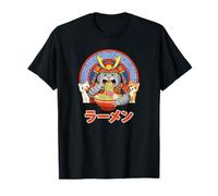 Gato Samurai japonés Comiendo Fideos Ramen japonés Foodie Camiseta
