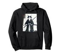 Gato samurai japonés de tinta arte divertido guerrero espadachín regalo Sudadera con Capucha